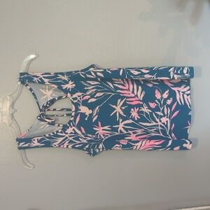 Lilly Pulitzer Noemi Tank Top in Tidal Wave Teal Blue Color Tie Back Tassels L
